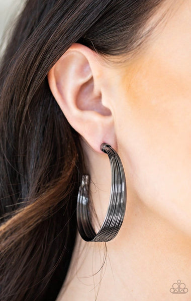 Live Wire- Black Hoop Earrings