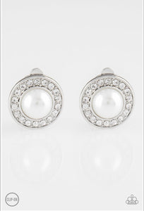 Definitely Dapper- White Clip-on Earrings