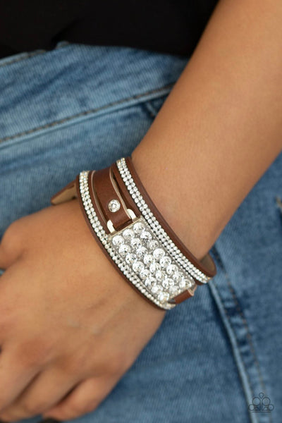 Shockingly Sparkly- Brown Urban Bracelet