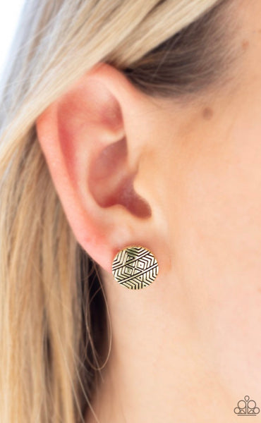 Bright As A Button- Brass Post Earrings