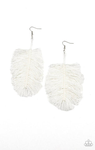 Hanging By A Thread- White Earrings