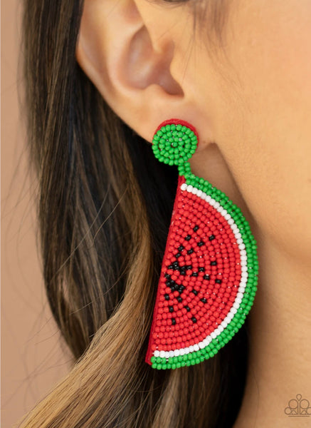 You Are One In A Melon- Red Post Earrings