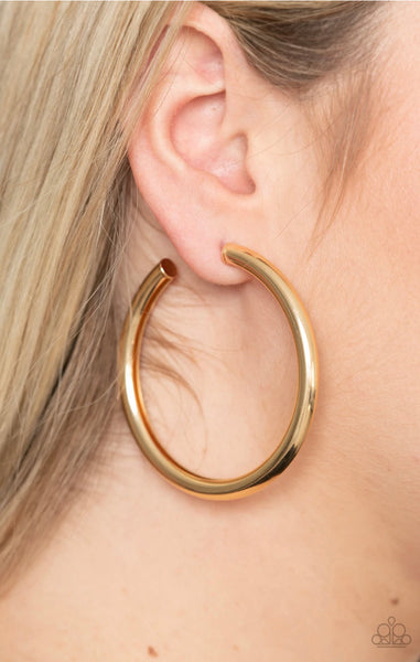 Curve Ball- Gold Hoop Earrings