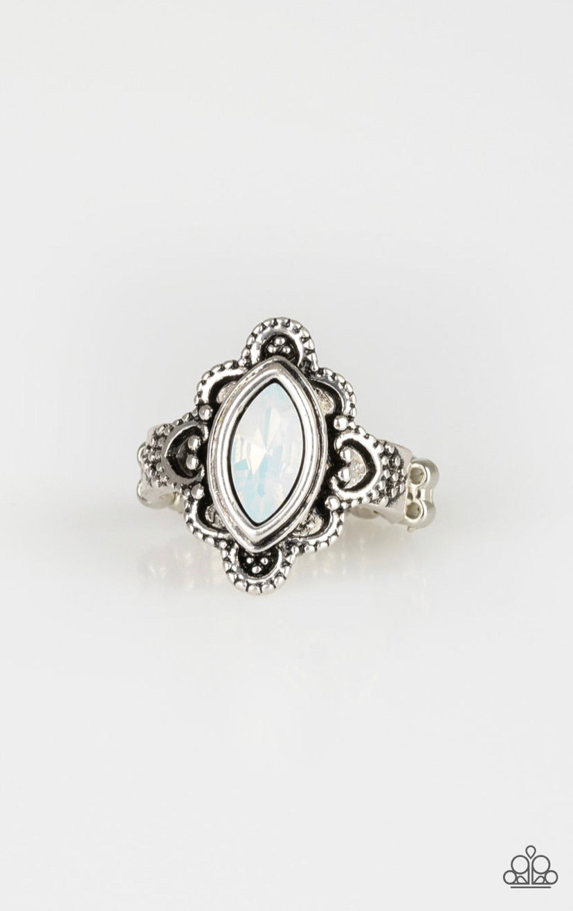 Glass Half-Colorful- White Ring