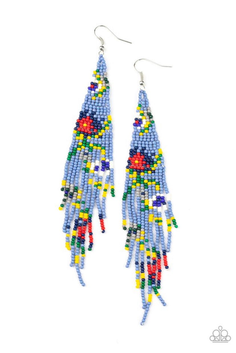 Beaded Gardens- Blue Multi Earrings