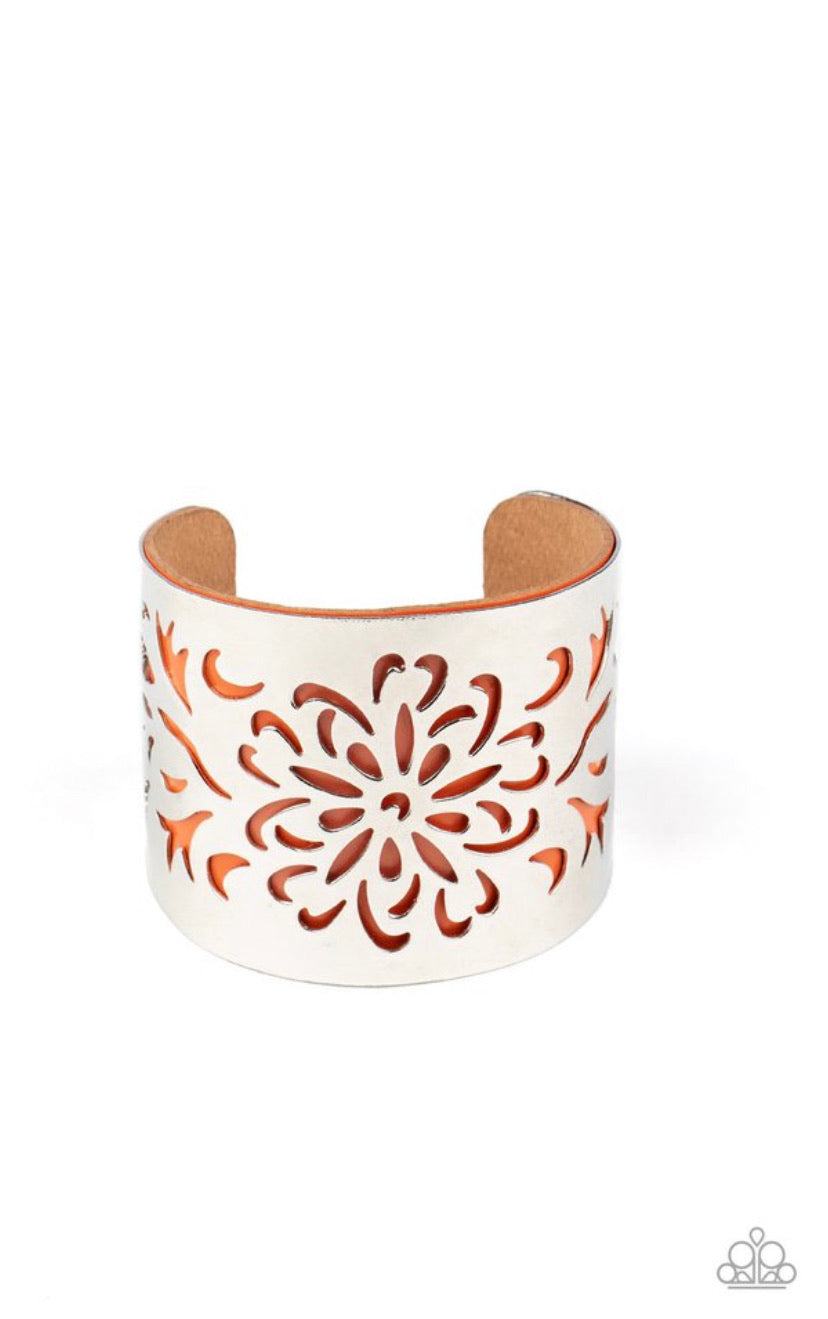 Get Your Bloom On- Orange Bracelet