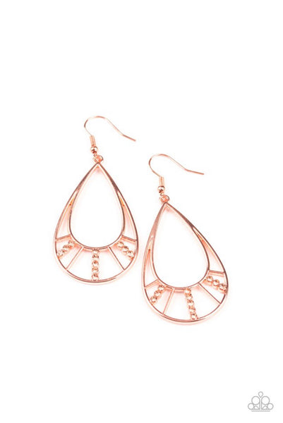 Line Crossing Sparkle- Copper Earrings