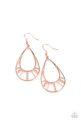 Line Crossing Sparkle- Copper Earrings