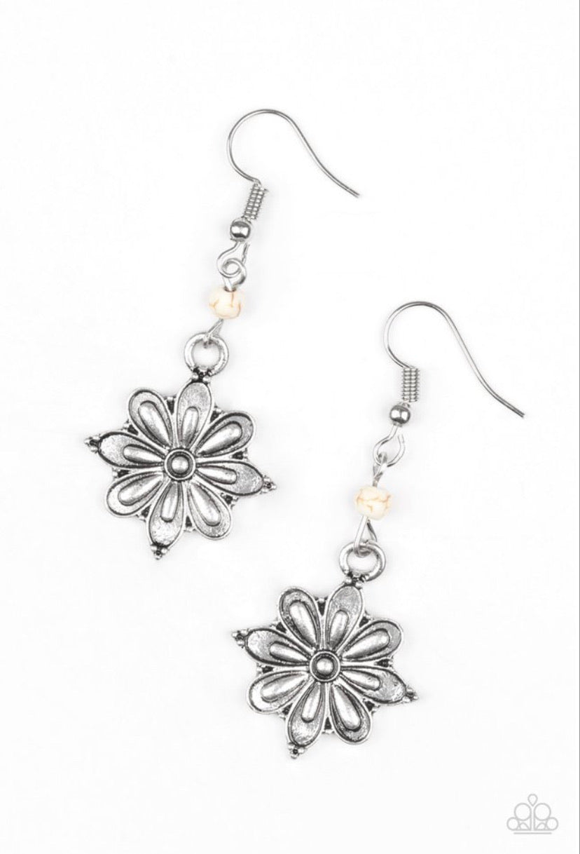 Cactus Blossom- White Earrings