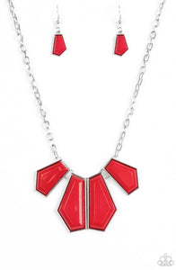 Get Up And Geo- Red Necklace