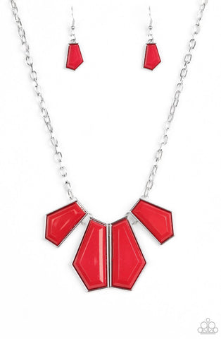 Get Up And Geo- Red Necklace