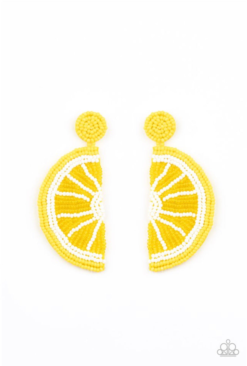 When Life Gives You Lemons- Yellow Post Earrings