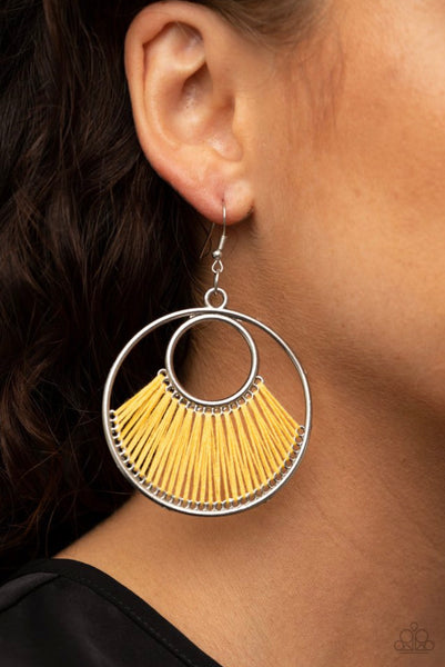 Really High-Strung- Yellow Earrings