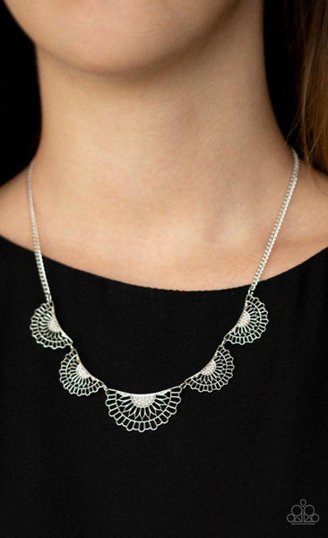 Fanned Out Fashion- Silver Necklace