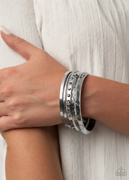 Revved Up Rhinestones- Silver Bracelet