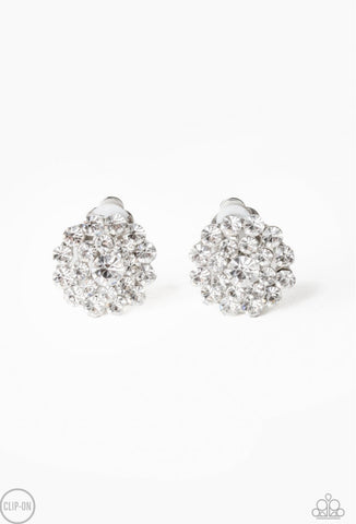 Glammed Out- White Clip-On Earrings