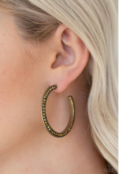 Dazzling Diamond-naire- Brass Hoop Earrings