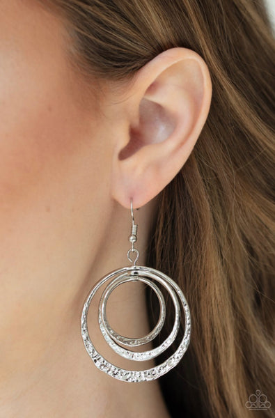 Metallic Ruffle- Silver Earrings