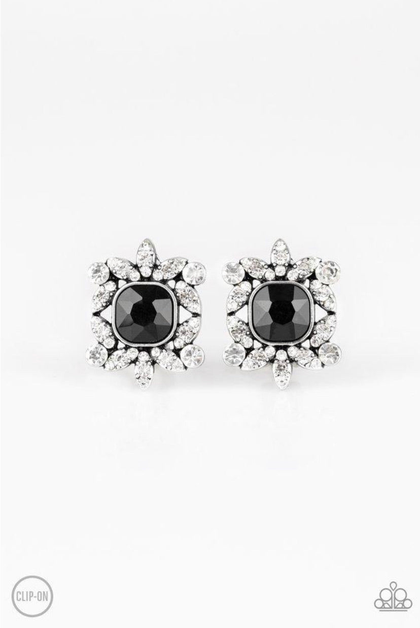 First-Rate Famous- Black Clip-On Earrings