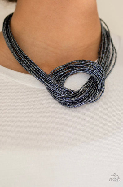 Knotted Knockout- Blue Necklace