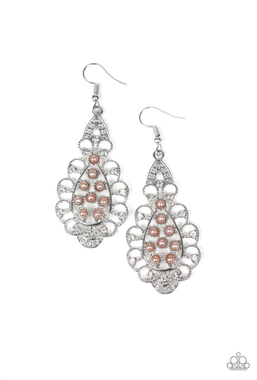 Sprinkle On The Sparkle- Brown Earrings