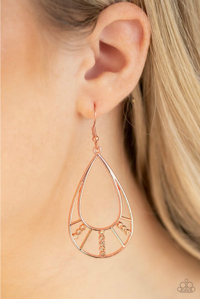 Line Crossing Sparkle- Copper Earrings