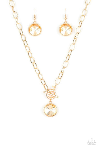 She Sparkles On- Gold Necklace