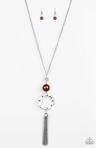 Bold Balancing Act- Brown Necklace