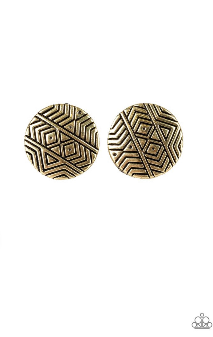 Bright As A Button- Brass Post Earrings