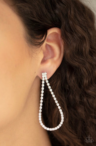Diamond Drops- White Post Earrings