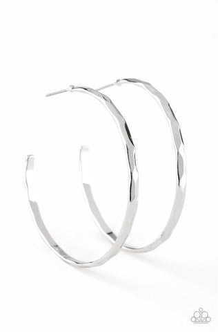 Geo Edge- Silver Hoop Earrings