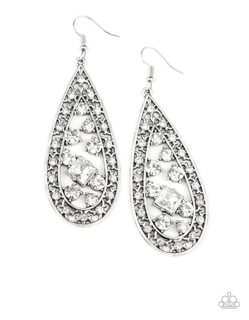 Drop-Dead Dazzle- White Earrings
