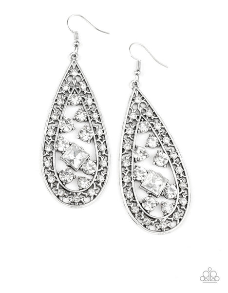 Drop-Dead Dazzle- White Earrings