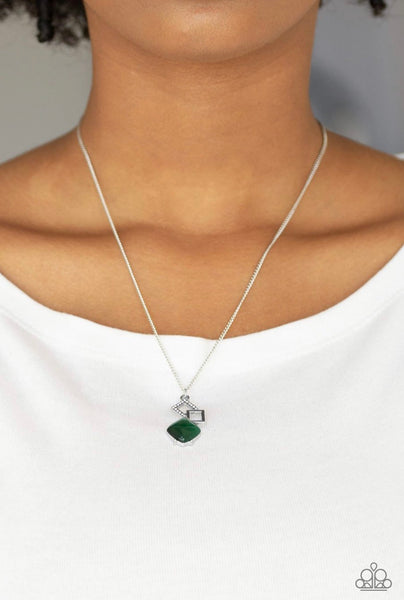 Stylishly Square- Green Necklace