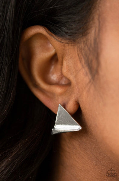 Die Tri-ing- Silver Post Earrings