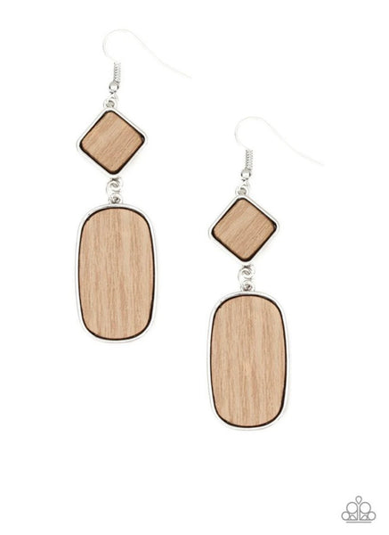 You Wood Be So Lucky- Brown Earrings