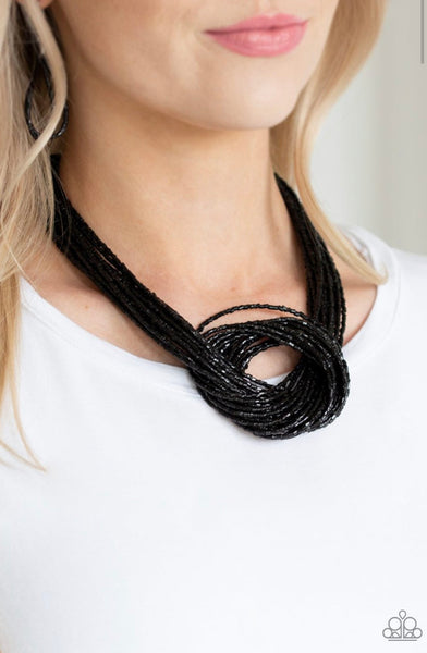 Knotted Knockout- Black Necklace