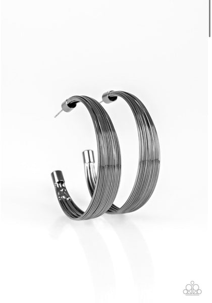 Live Wire- Black Hoop Earrings