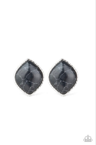 Marble Marvel- Black Post Earrings